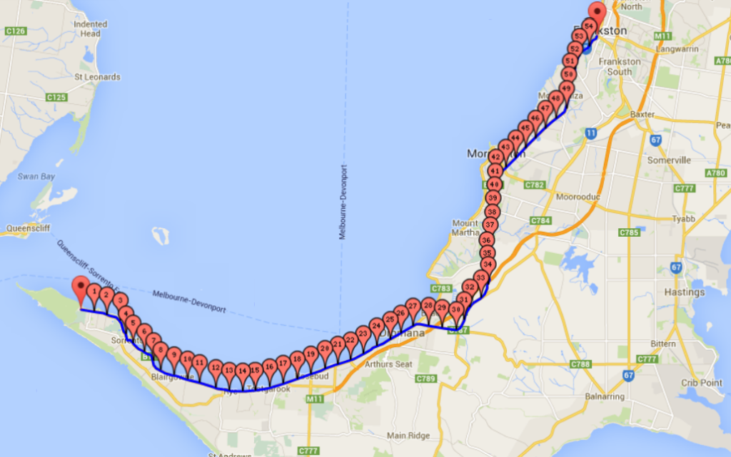 Frankston to Portsea Route, Click map for interactive route